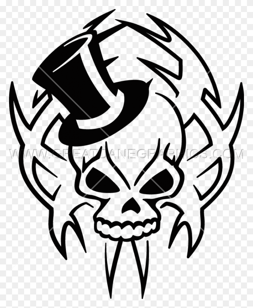825x1021 Top Hat Skull, Symbol, Emblem, Stencil HD PNG Download