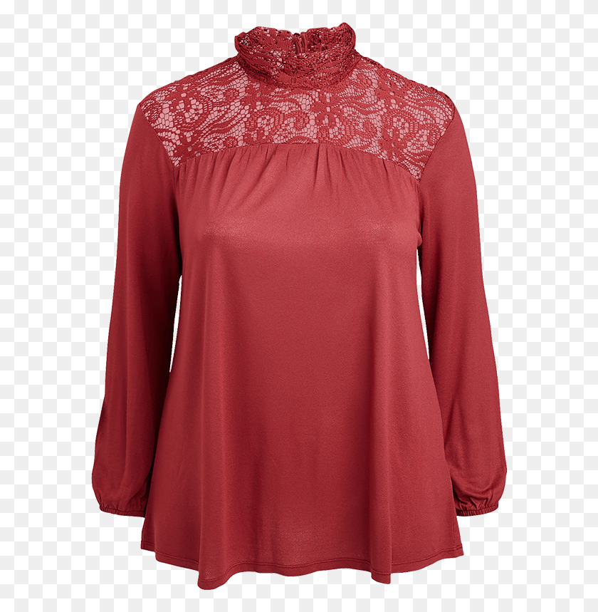 586x799 Top With Lace 1495 2995 Blouse, Sleeve, Clothing, Apparel HD PNG Download