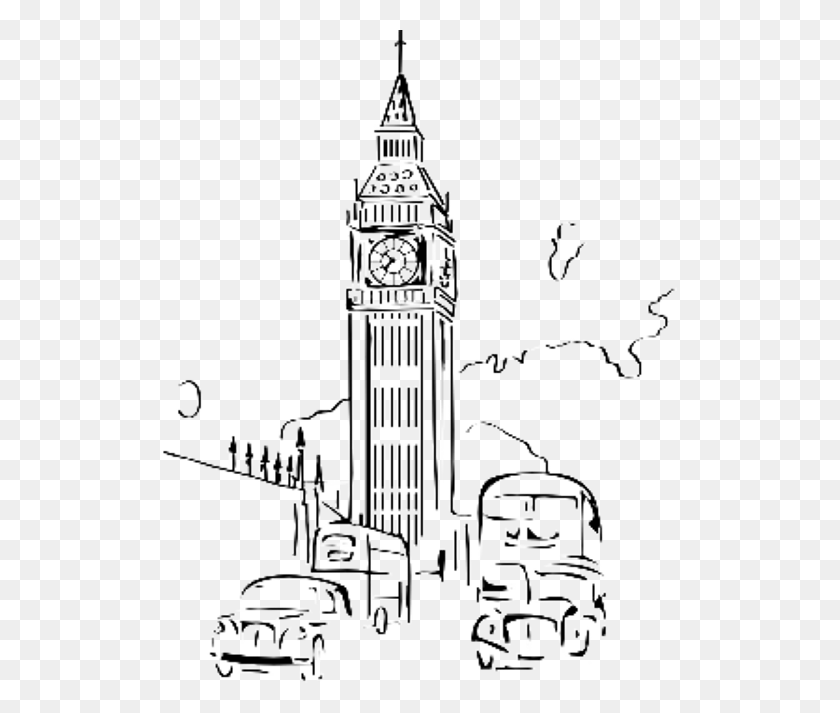 515x653 Torre De Pintura Xyz O Transparente Big Ben Black And White Drawing, Tower, Architecture, Building HD PNG Download