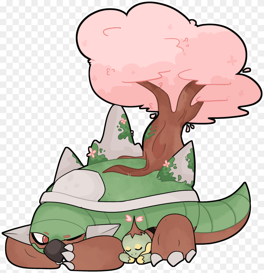 1249x1294 Torterra With Cherry Blossom Tree PNG