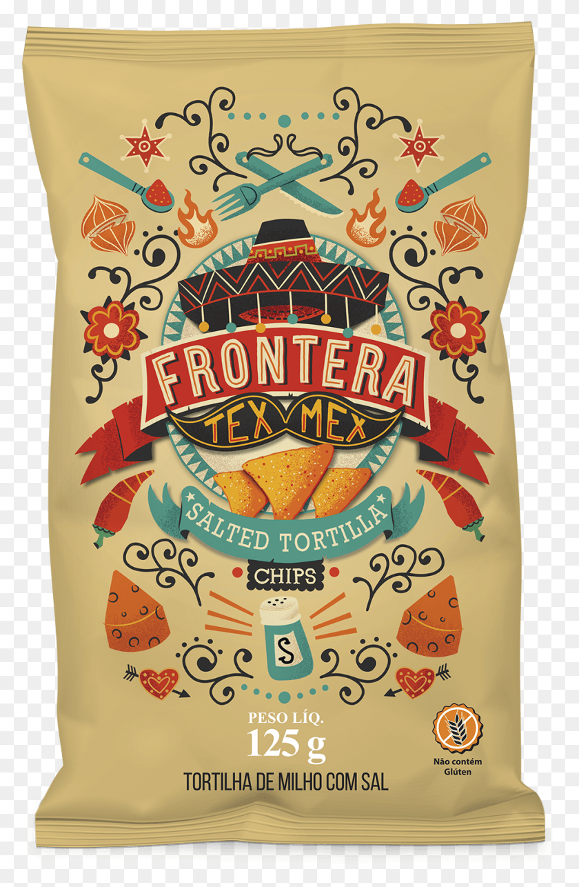 948x1491 Descargar Png Tortillas Chips Salt 125G Tortilhas Frontera, Etiqueta, Texto, Poster Hd Png