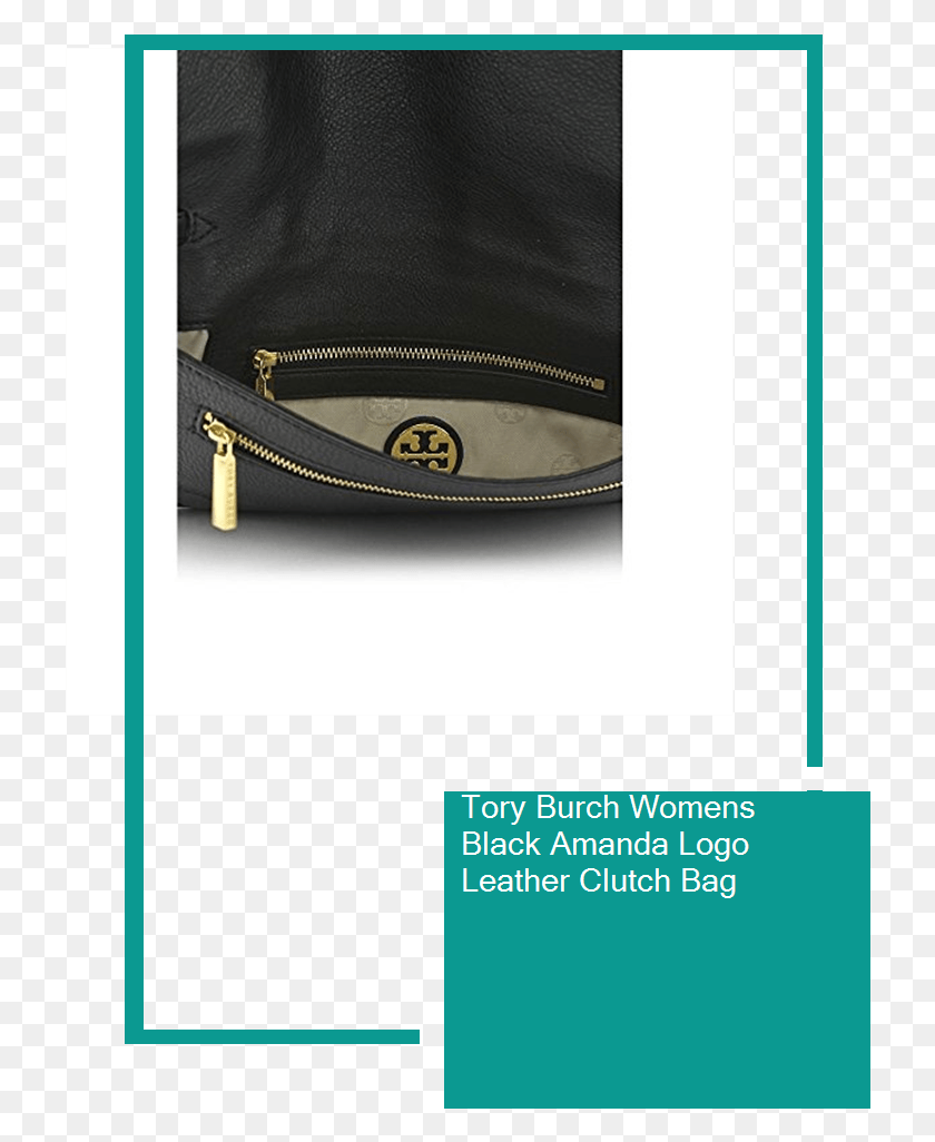724x966 Tory Burch Womens Black Amanda Logo Leather Clutch Leather, Clothing, Apparel, Hat HD PNG Download