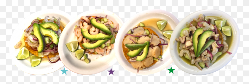 1193x346 Tostadas All Tostadas Are Served On A House Made Deep Panucho, Bowl, Plant, Meal HD PNG Download