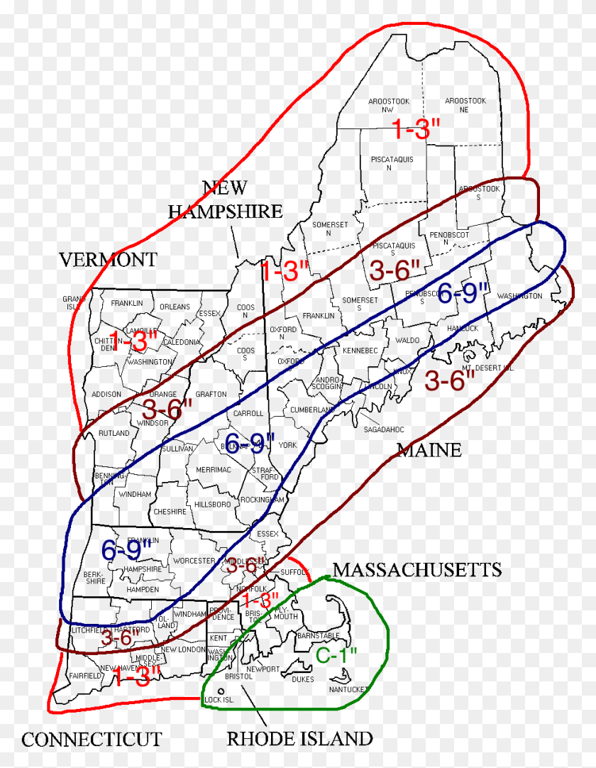 924x1211 Total Snowfall Map Of New England, Plot, Text, Diagram HD PNG Download