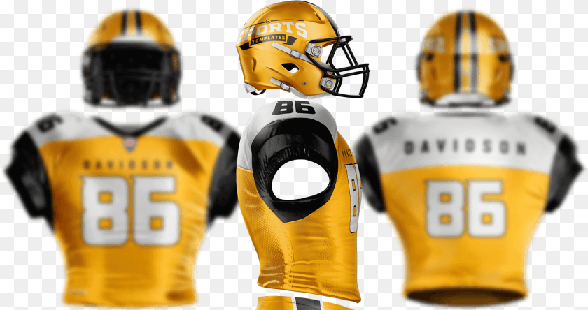 1599x846 Touchdown Football Uniform Mockup American Football Full Revolution Helmets, Shirt, Clothing, Helmet, Person Clipart PNG