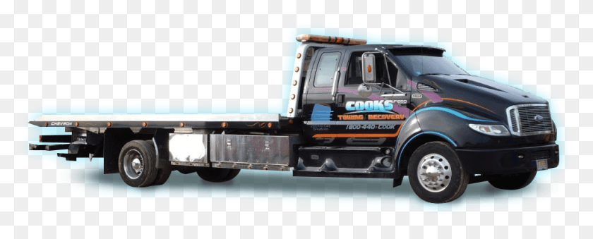967x346 Towing Cooks Truck1 Trailer Truck, Vehicle, Transportation, Tow Truck HD PNG Download