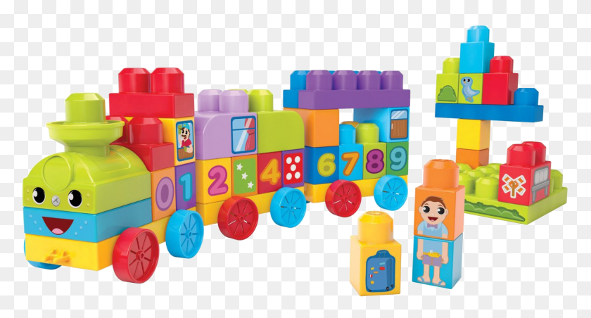 1401x705 Toy Mega Train 123 Block Learning Brands Clipart Fisher Price Mega Bloks Train, Number, Symbol, Text HD PNG Download