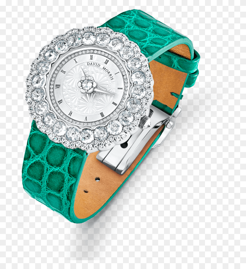 1118x1233 Tp 12 001 01 F2 Green Strap White Gold Timepiece Analog Watch, Wristwatch, Diamond, Gemstone HD PNG Download