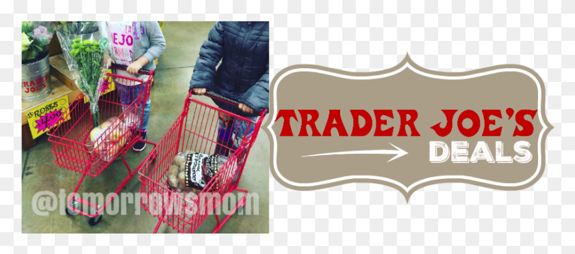 847x339 Trader Joe39s Has Monthly Sales Mostly On Their Famous Graphic Design, Person, Human, Shopping Cart HD PNG Download