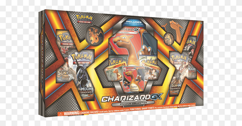 575x379 Trading Cards Charizard Gx Premium Box, Game, Arcade Game Machine, Slot HD PNG Download