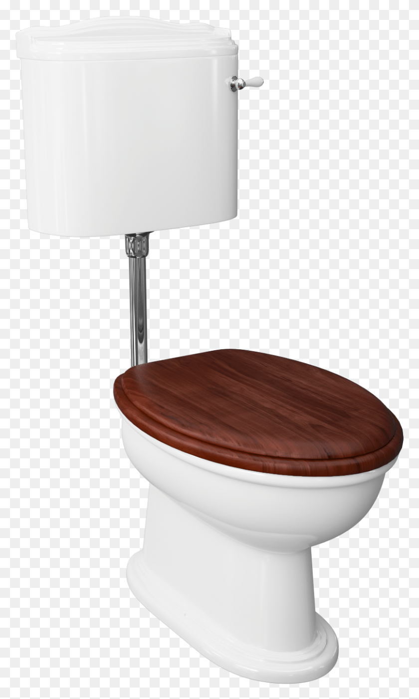 805x1387 Traditional Low Level Toilet With Mahogany Toilet Seat Bathroom, Table Lamp, Lamp, Lampshade HD PNG Download
