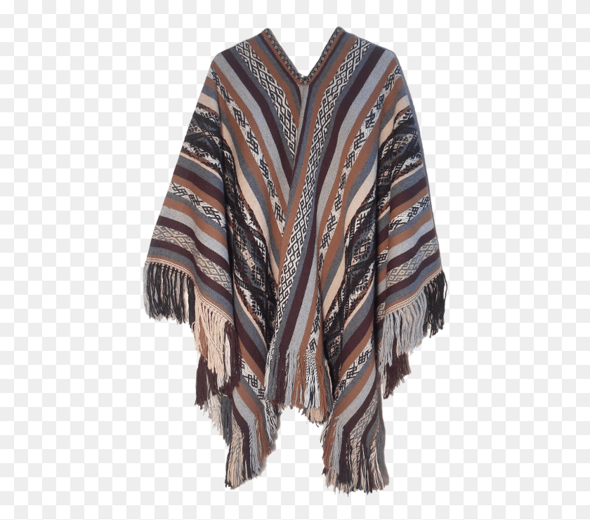 445x681 Traditional Peruvian Undyed Alpaca Stole, Clothing, Apparel, Poncho HD PNG Download