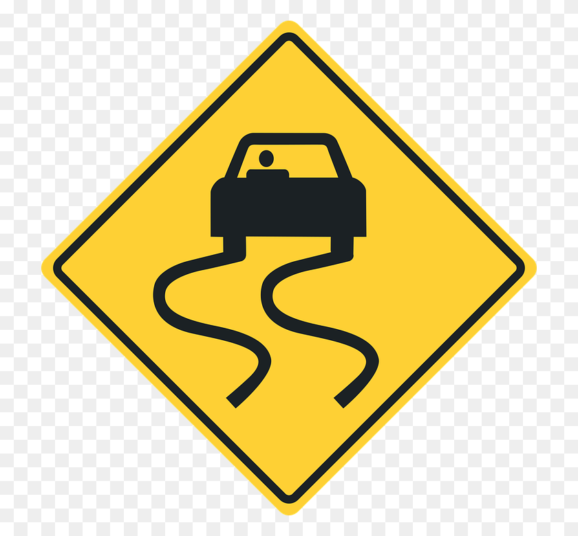 720x720 Traffic Sign Road Sign Caution Slick Icy Roads Slippery When Wet Clipart, Sign, Symbol, Stopsign HD PNG Download