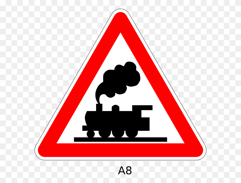 600x578 Train Crossing Sign Clip Art At Clkercom Vector Online Train Crossing Clip Art, Symbol, Road Sign, Triangle HD PNG Download