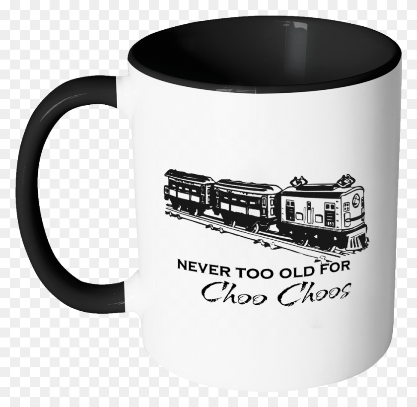 909x886 Train Mug Gift For Train Enthusiast Never Too Old Blackcubanflag, Coffee Cup, Cup, Blow Dryer HD PNG Download