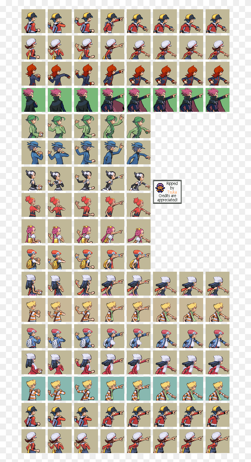 697x1489 Trainers Backs Pokemon Trainer Back Sprites, Rug, Collage, Poster HD PNG Download