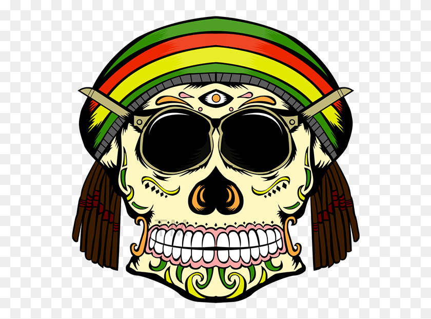 562x561 Tranquil Skull Calavera Mexicana Reggae, Person, Human, Sunglasses HD PNG Download