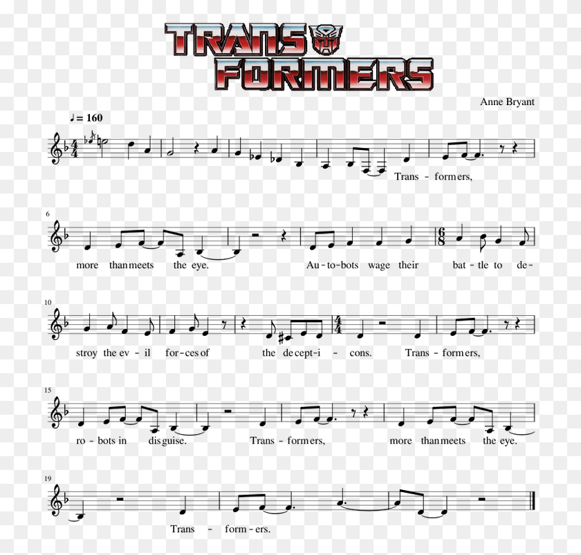 713x743 Transformers G1 8039s Cartoon Theme Song Sheet Music, Text HD PNG Download