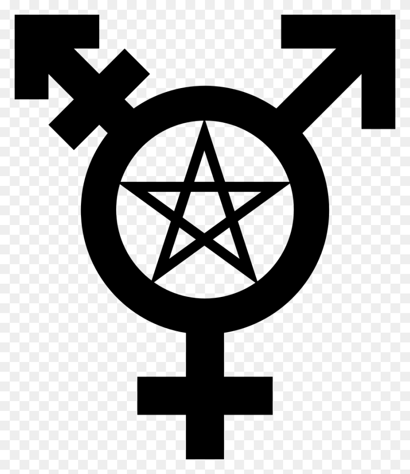 878x1024 Transgender Pentacle Symbol Black And White Transgender Pride Symbol, Gray, World Of Warcraft HD PNG Download