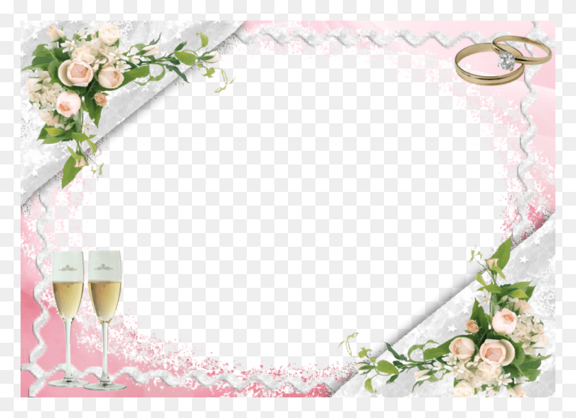 1000x706 Transpa Pink Wedding Frame With Bubbly Gl Gallery Wedding Transparent Photo Frame, Glass, Alcohol, Beverage HD PNG Download