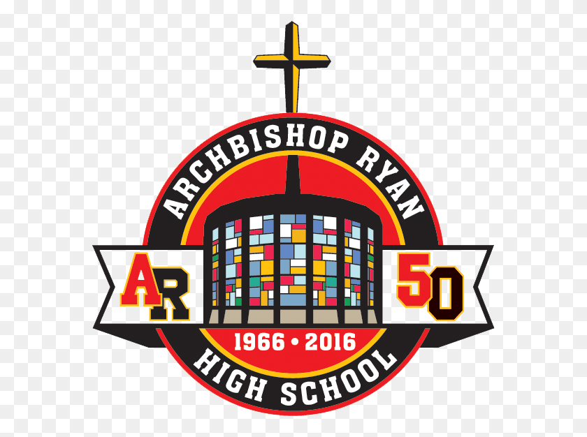 576x566 Transparent 50th Archbishop Ryan Logo, Symbol, Trademark, Cross HD PNG Download