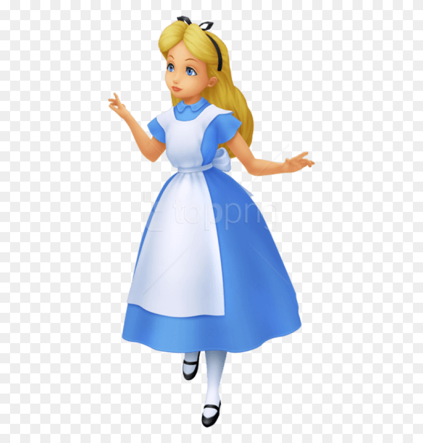 415x818 Transparent Alice Cartoon Clipart Kingdom Hearts Alice, Doll, Toy, Person HD PNG Download