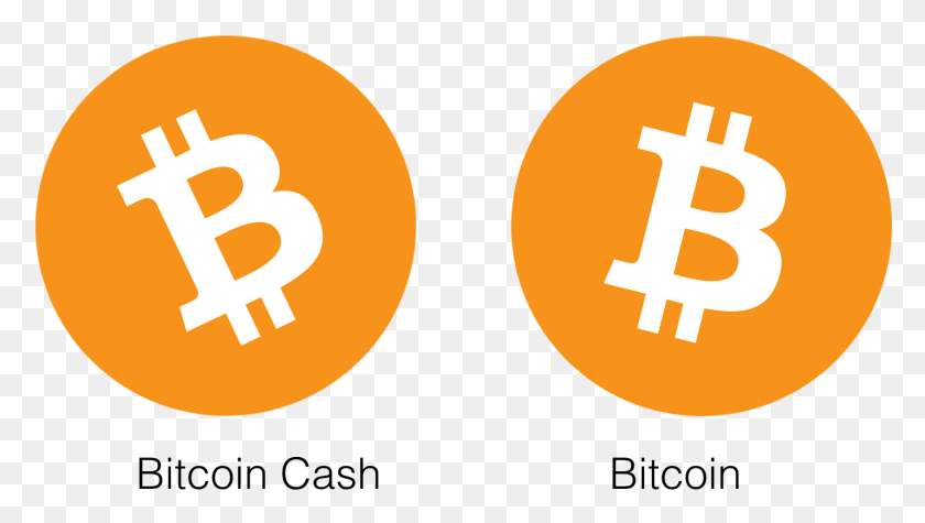 1428x761 Transparent Bitcoin Logo Bitcoin Logo Vs Bitcoin Cash Logo, Text, Symbol, Trademark HD PNG Download