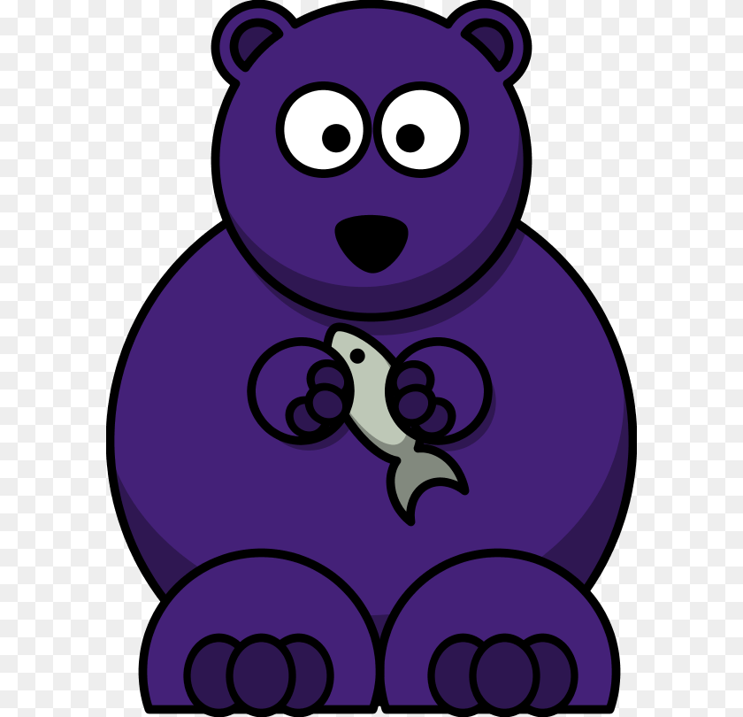 600x810 Transparent Black Bear Clipart Cartoon Bear Clipart, Purple, Animal, Mammal, Wildlife Sticker PNG