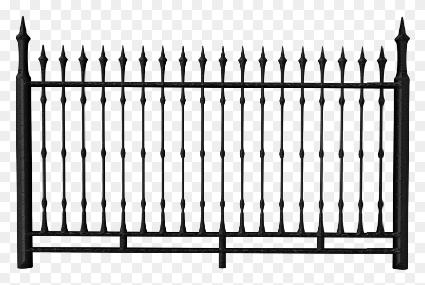 801x518 Transparent Black Iron Fence Clipart Iron Fence, Gate, Picket, Railing HD PNG Download