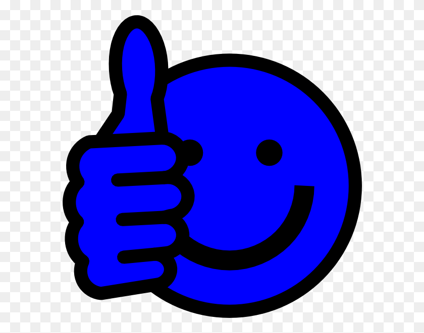 594x601 Transparent Blue Up At Clker Com Vector Blue Smiley Face Thumbs Up, Finger HD PNG Download