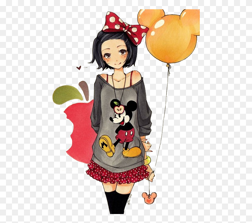 493x685 Transparent Brushes Fofos Para Anime Girl In Disney Land, Balloon, Ball, Person HD PNG Download