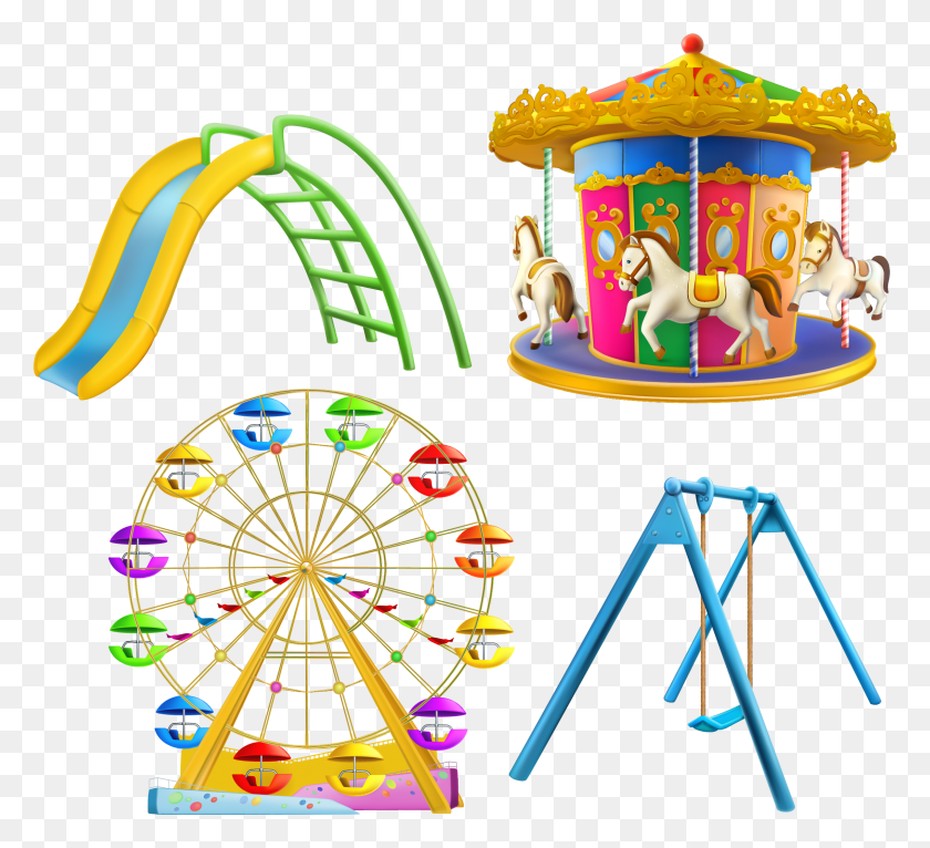 2274x2060 Png Изображение - Carnival Rides Vector Carousel, Парк Развлечений, Тематический Парк, Колесо Обозрения Png Скачать