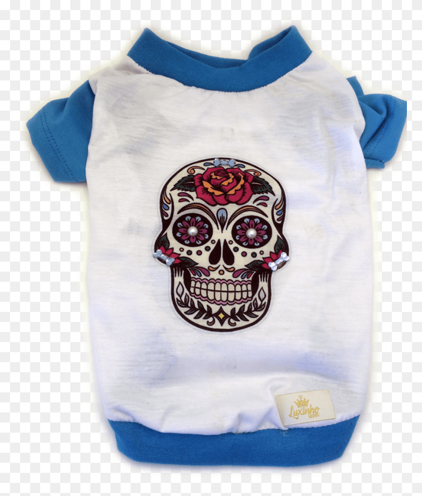 900x1069 Transparent Caveira Mexicana Colorful Sugar Skull, Clothing, Apparel, T-shirt HD PNG Download