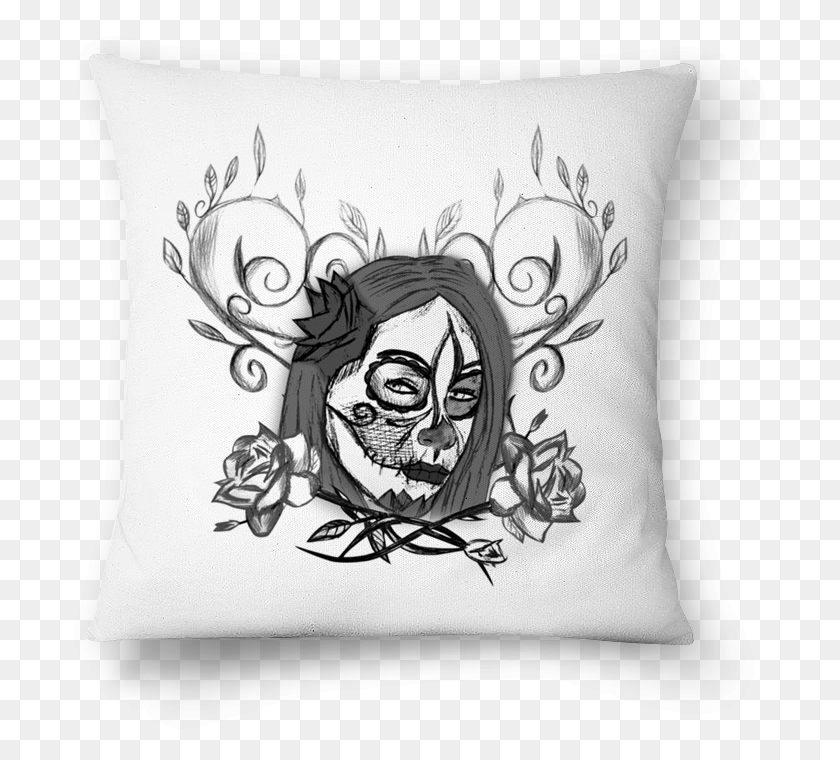 706x700 Transparent Caveira Mexicana Rosa Flores, Pillow, Cushion, Tattoo HD PNG Download