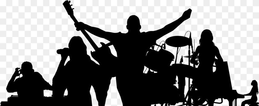 1201x492 Cheering Crowd Clipart Live Band Silhouette, Concert, Person, Adult, Man Transparent PNG