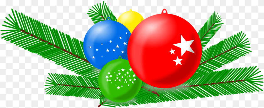 1281x525 Transparent Christmas Ball Ornament Clipart Noel Sapin Et Boule, Balloon Sticker PNG