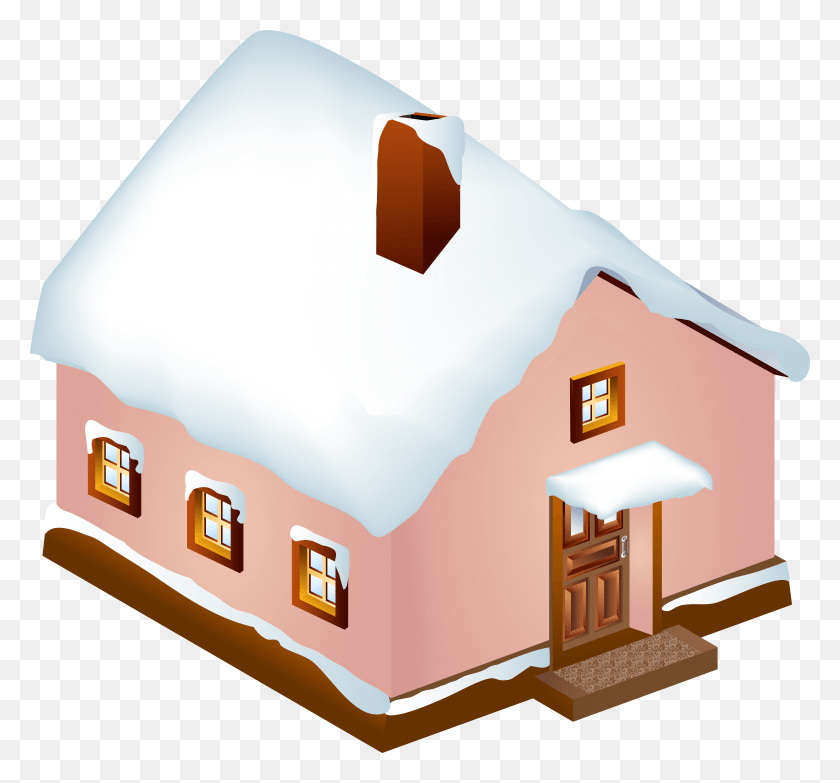 7875x7309 Transparent Clip Art Snowy House Clipart, Building, Dog House, Den HD PNG Download