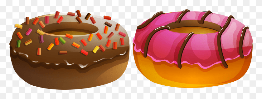 7743x2588 Transparent Doughnuts Clip Art Image Gallery Doughnut, Birthday Cake, Cake, Dessert HD PNG Download