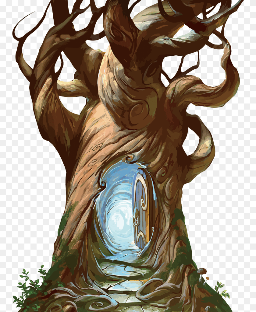 762x1025 Fantasy World Clipart Tree Hollow Drawing, Adult, Wedding, Person, Female Sticker PNG