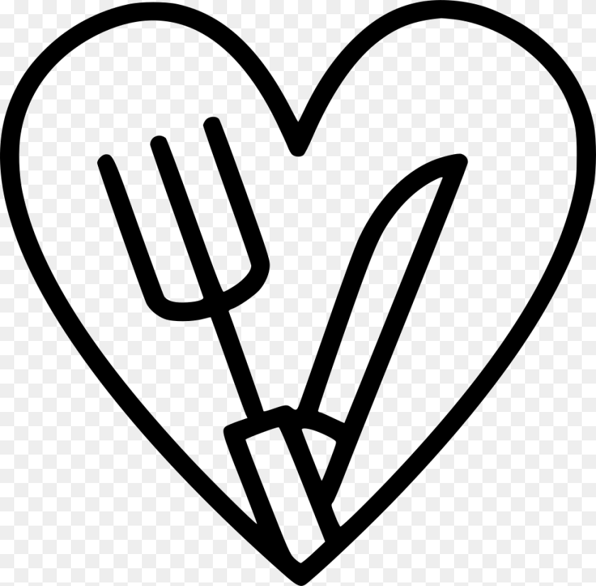 980x962 Food Icon, Cutlery, Fork, Stencil, Heart Sticker PNG
