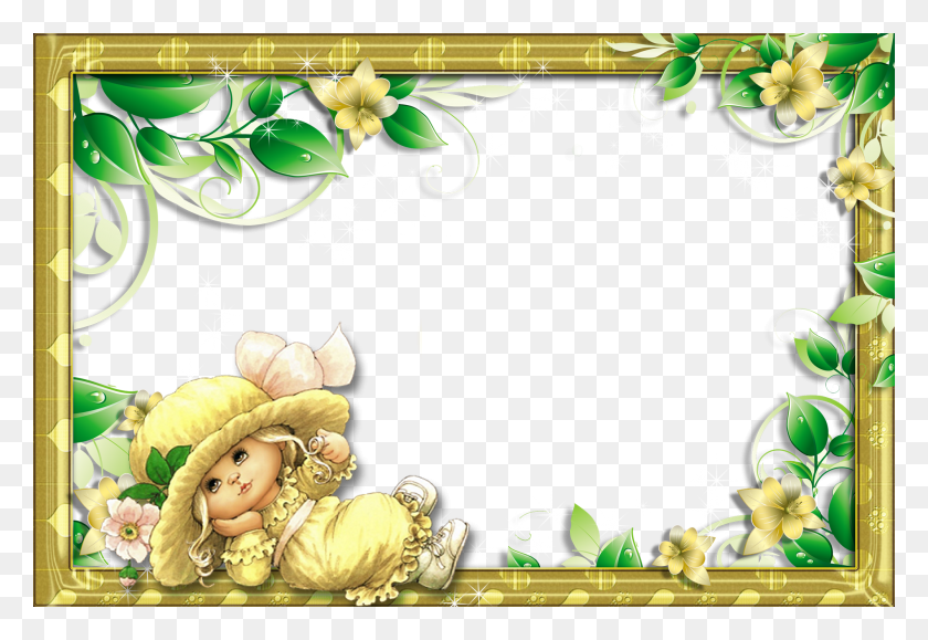 2000x1333 Transparent Frame With Cute Girl Picture Frame, Graphics, Floral Design HD PNG Download