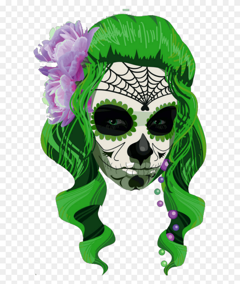 609x932 Transparent Girl Skull Clipart Catrina Dibujo, Parade, Carnival, Crowd HD PNG Download