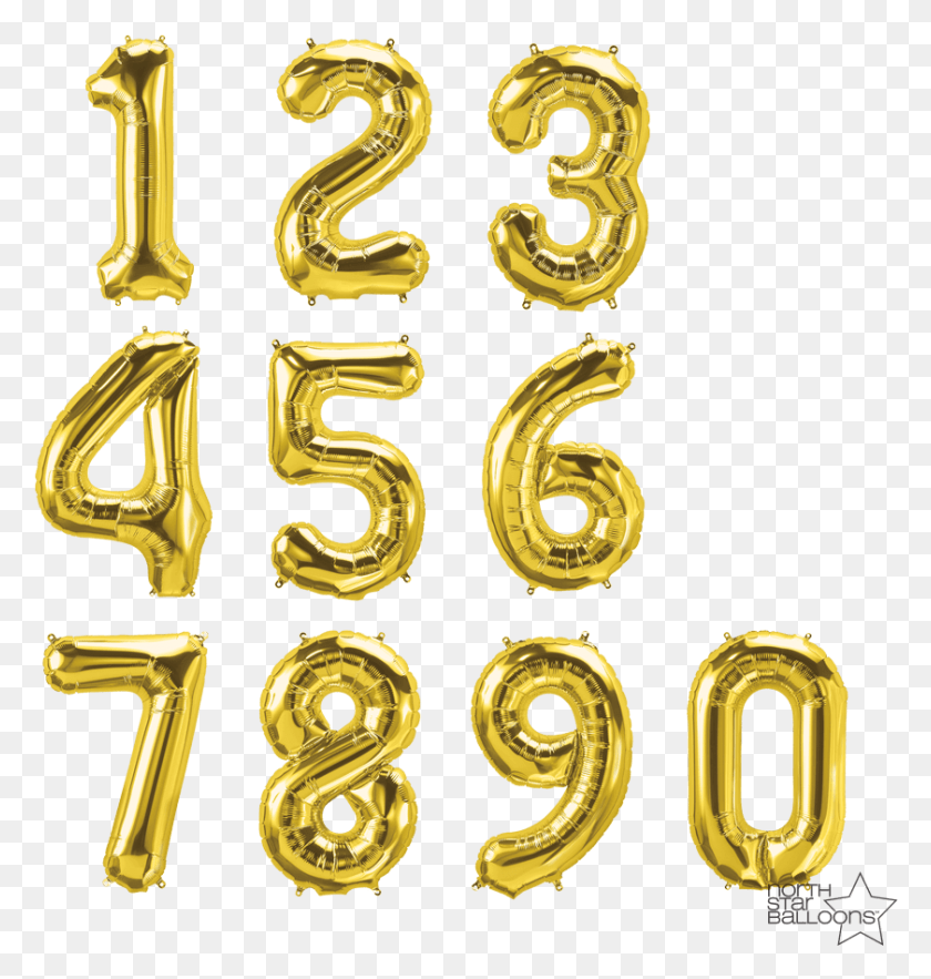 840x887 Transparent Gold Balloons Gold Number Balloons, Symbol, Text, Alphabet HD PNG Download