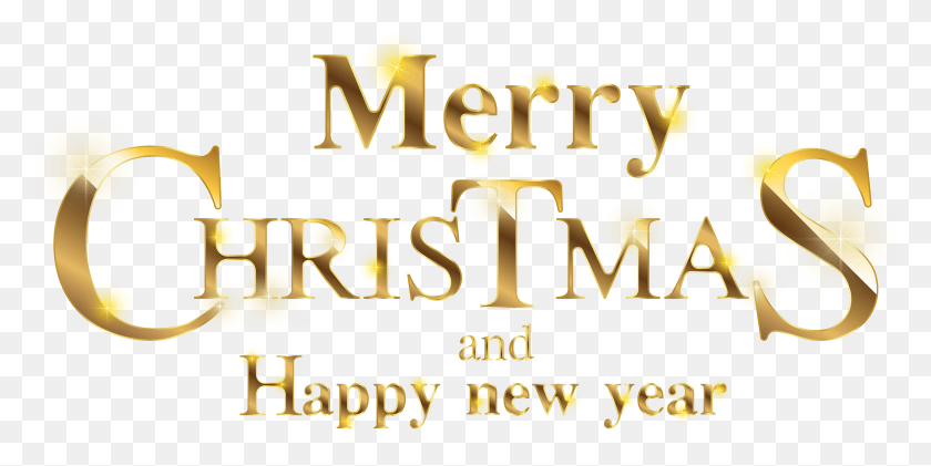 8001x3704 Transparent Gold Christmas Clipart Merry Christmas And Happy New Year 2019 HD PNG Download