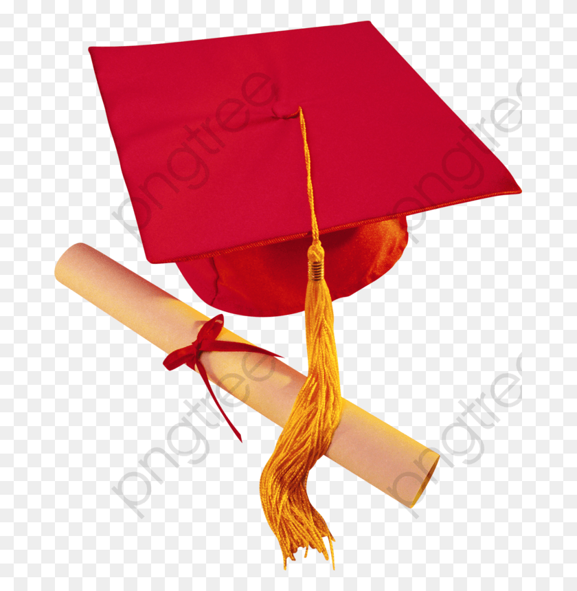 681x800 Transparent Graduation Hat Clipart Transparent Background Graduation Cap Red, Graduation, Text, Person HD PNG Download