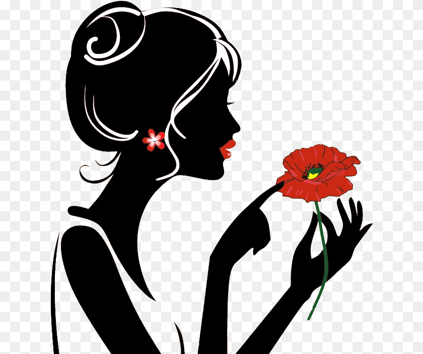 642x704 Hair Silhouette Desenho De Mulher Virtuosa, Smelling, Face, Plant, Flower Transparent PNG