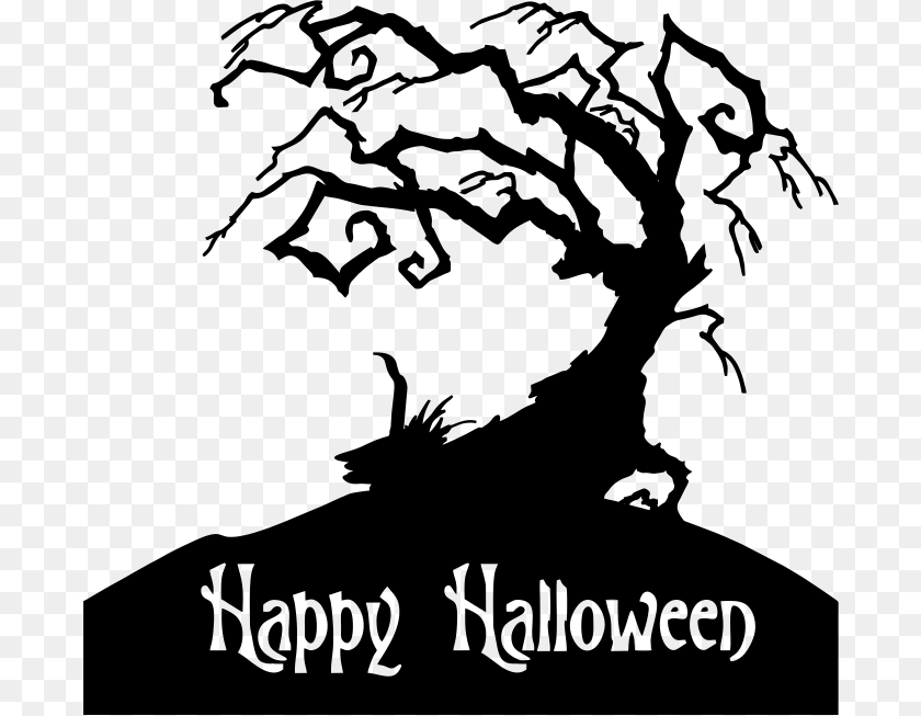 689x653 Halloween Tree Animated Halloween Gif, Silhouette, Stencil, Book, Publication Transparent PNG