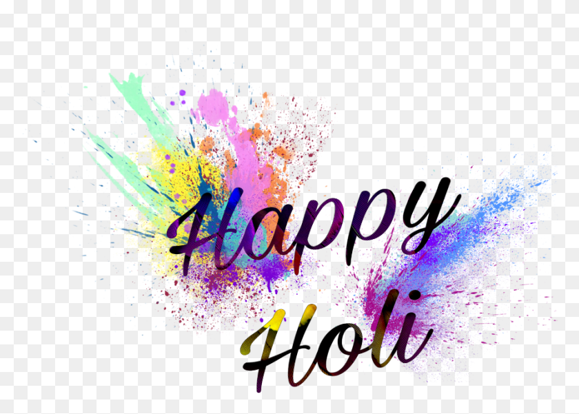 887x616 Transparent Happy Holi Text Calligraphy, Graphics, Light HD PNG Download