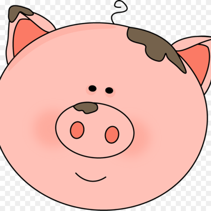 1024x1024 Transparent Hog Clipart Farm Animal Faces Clipart, Piggy Bank, Mammal, Pig Sticker PNG