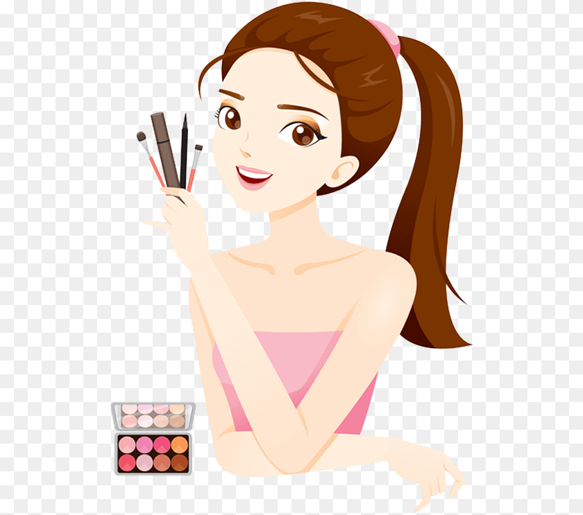 526x743 Transparent Makeup Clipart Make Up Cartoon, Adult, Female, Person, Woman Sticker PNG